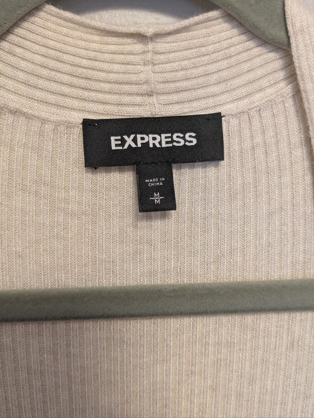 Express Ribbed Maxi Cardigan In Oatmeal - Picture 2 of 3